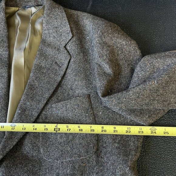Vintage Hunt Valley Brown Tweed Wool Elbow Patch Blazer Men's 44R Sport Coat - Picture 7 of 9